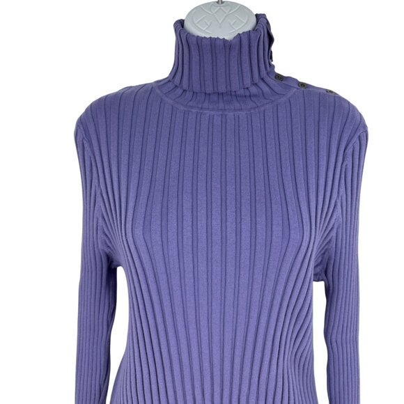 Sundance Ribbed Purple Turtleneck Sweater With Button Detail Womens Size XXL - Picture 2 of 9
